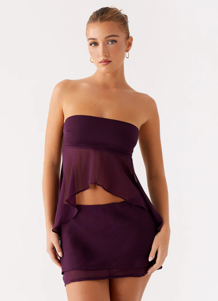 Amethyst Breeze Layered Chiffon Mini Skirt