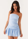 Azure Ruffle Dream Mini Dress