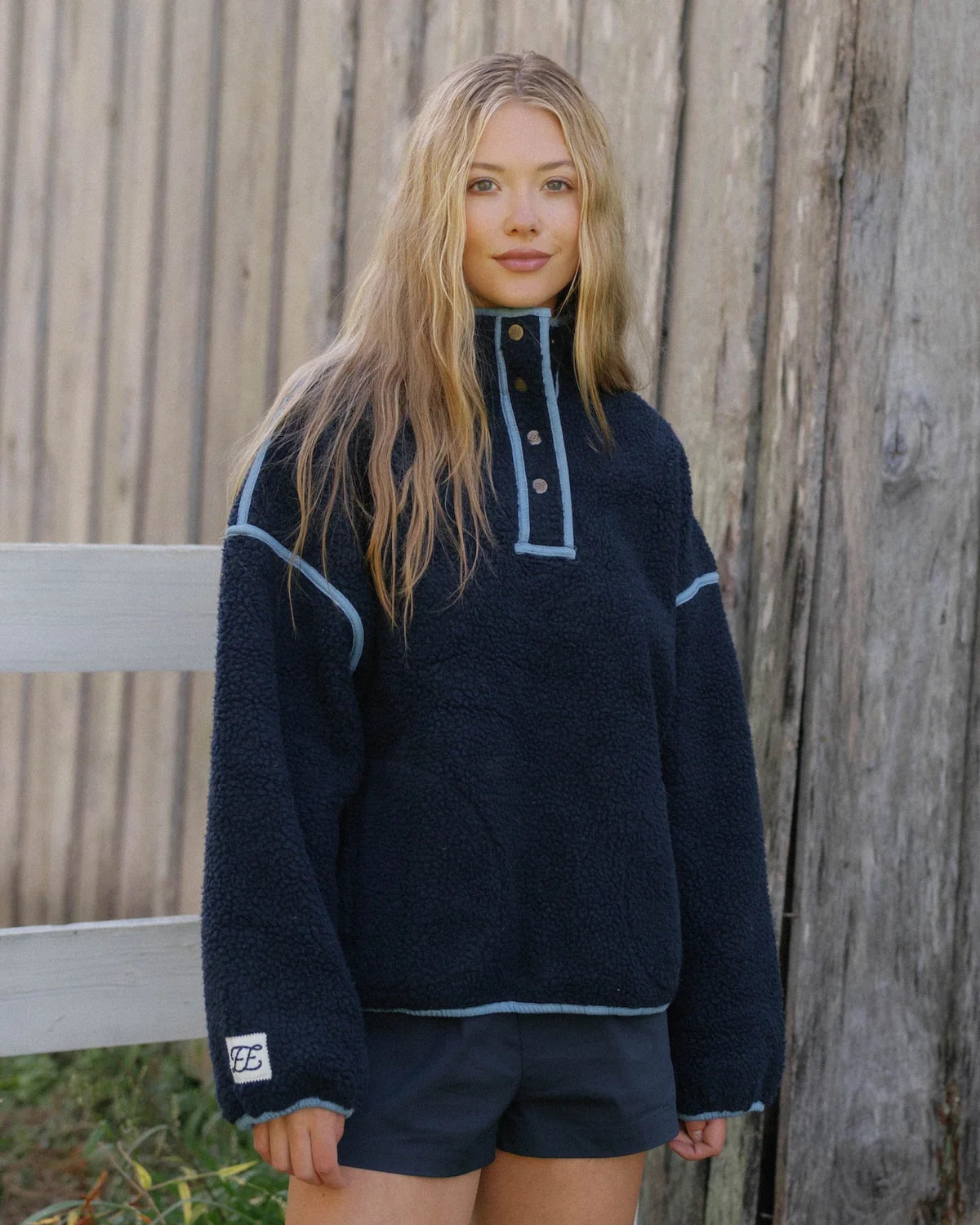 Navy Sherpa Fleece Pullover