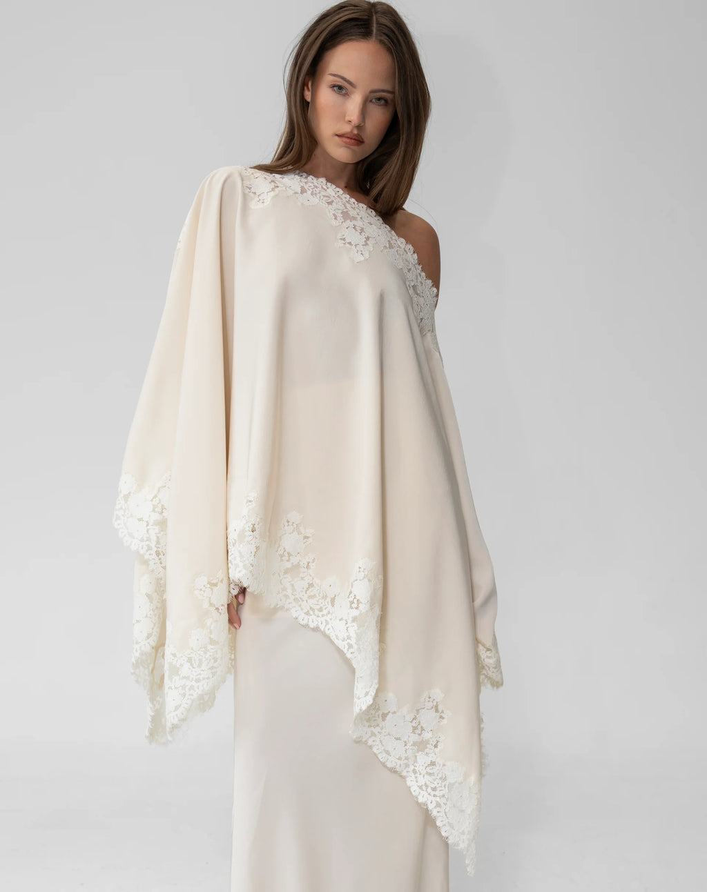 Almond Drift Lace Satin Top