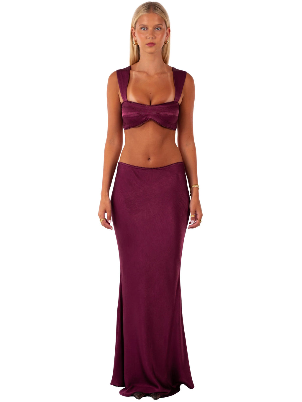 Burgundy Satin Siren Skirt