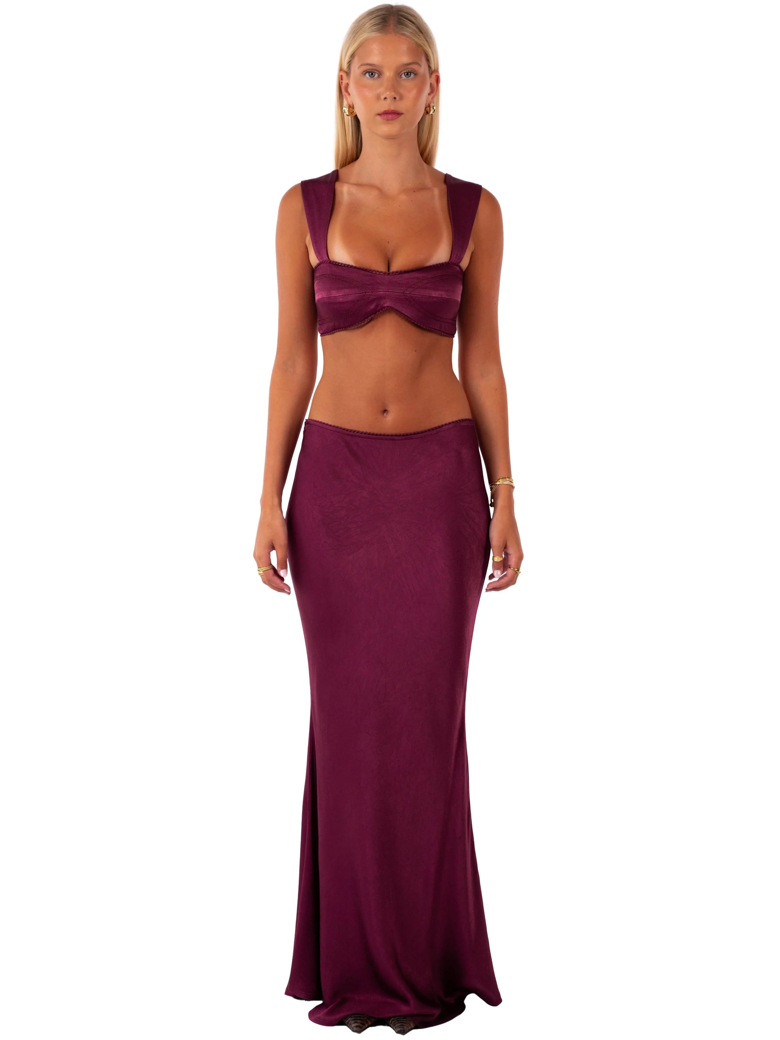 Burgundy Satin Siren Skirt