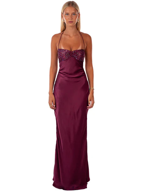 Burgundy Halo Gown