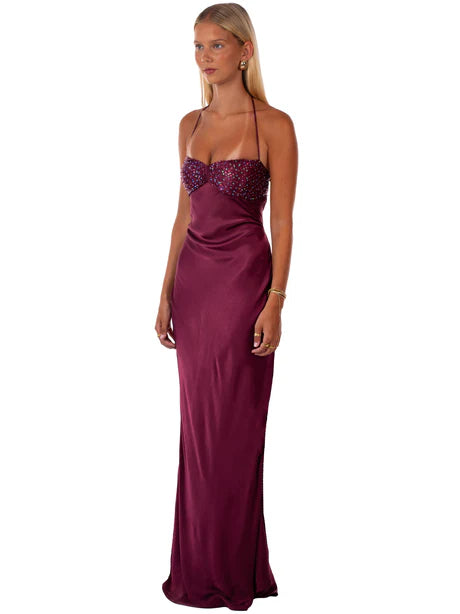 Burgundy Halo Gown