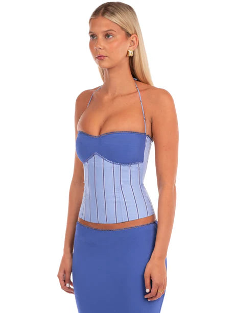 Azure Lace-Up Corset Top
