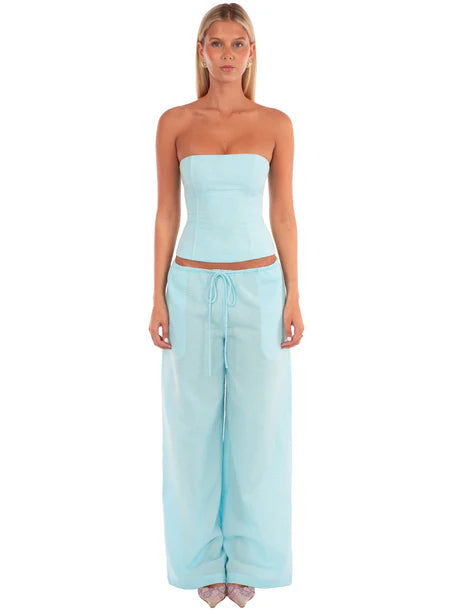 Sky Blue Wide-Leg Lounge Pants