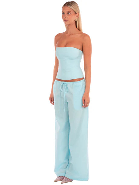 Sky Blue Wide-Leg Lounge Pants