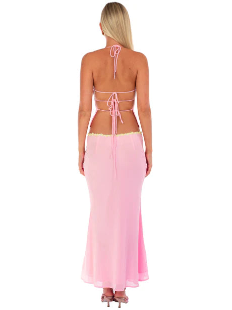 Pink Bloom Mermaid Maxi Skirt
