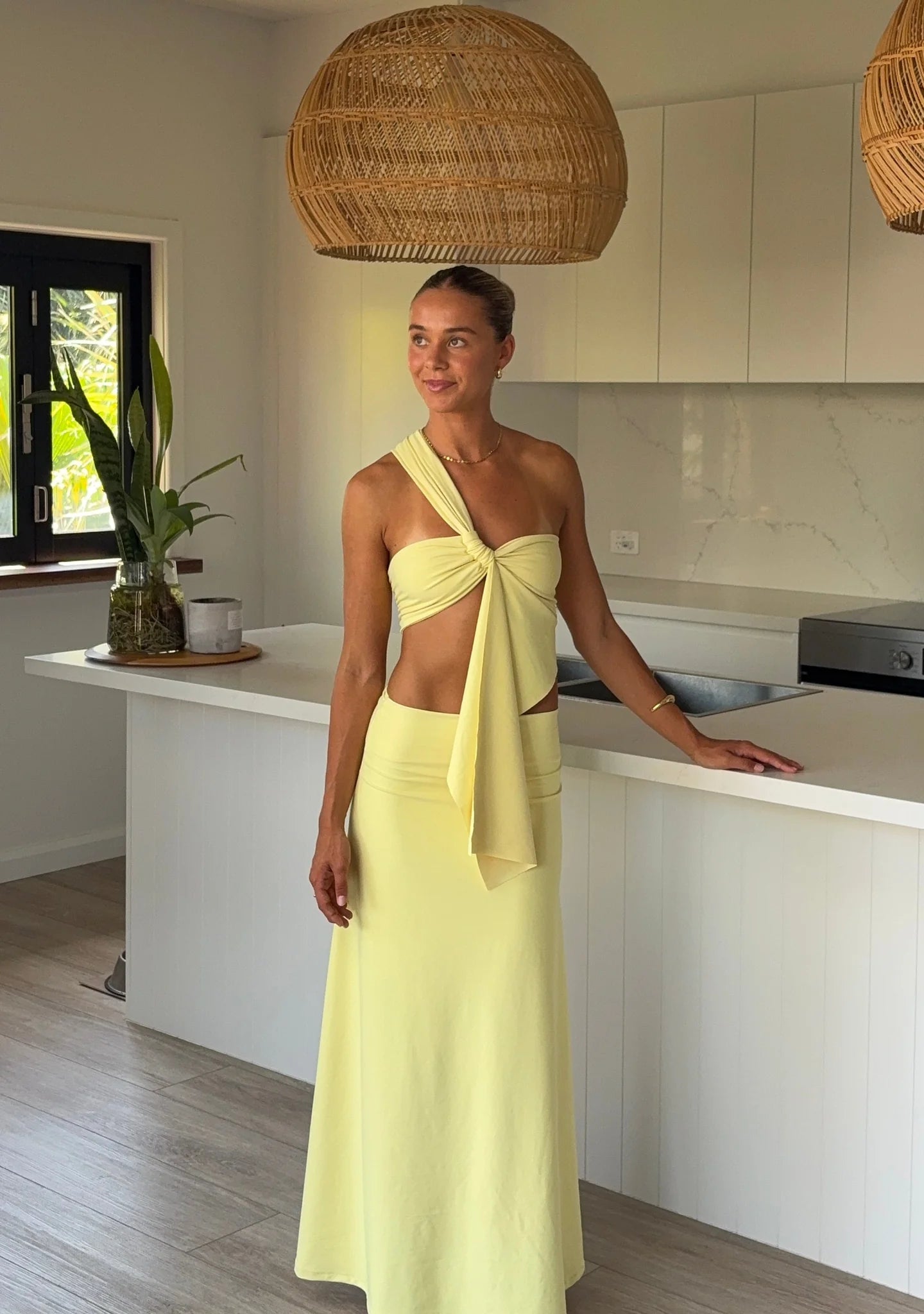 Yellow Flowy High-Waist Maxi Skirt