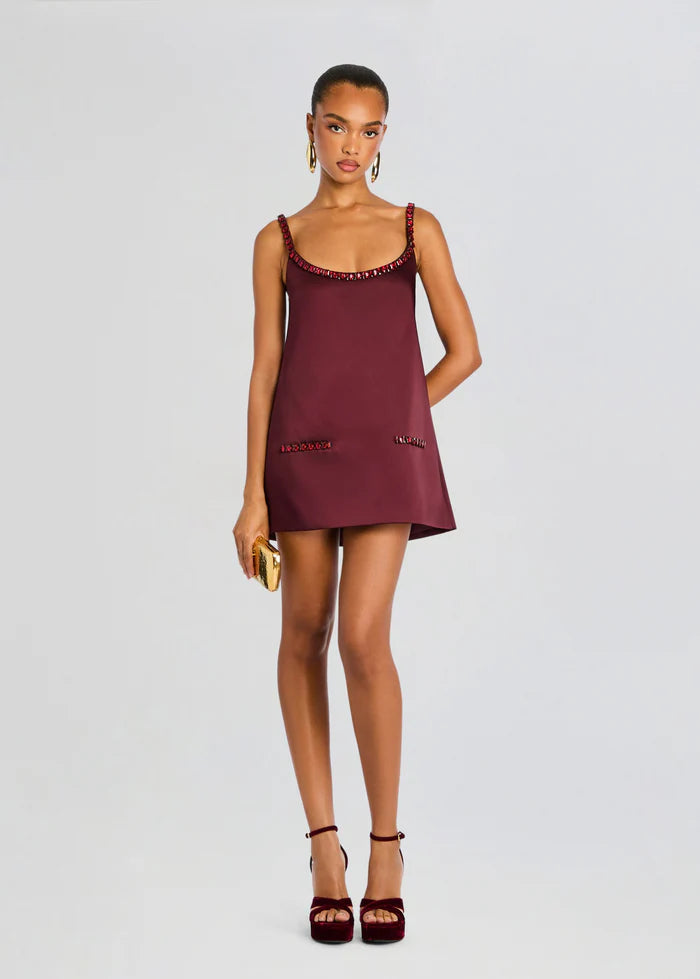 Ruby Glint Satin Mini Dress