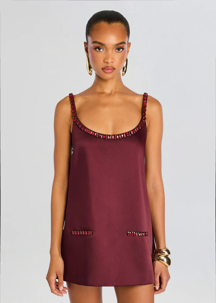 Ruby Glint Satin Mini Dress