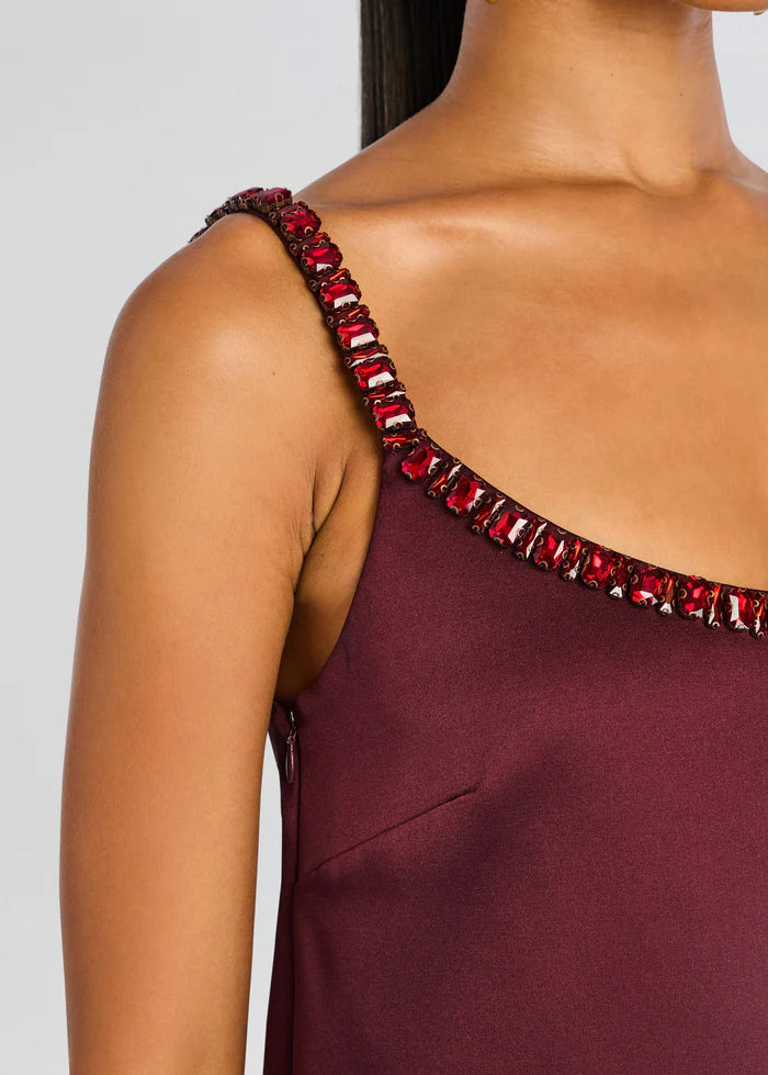 Ruby Glint Satin Mini Dress