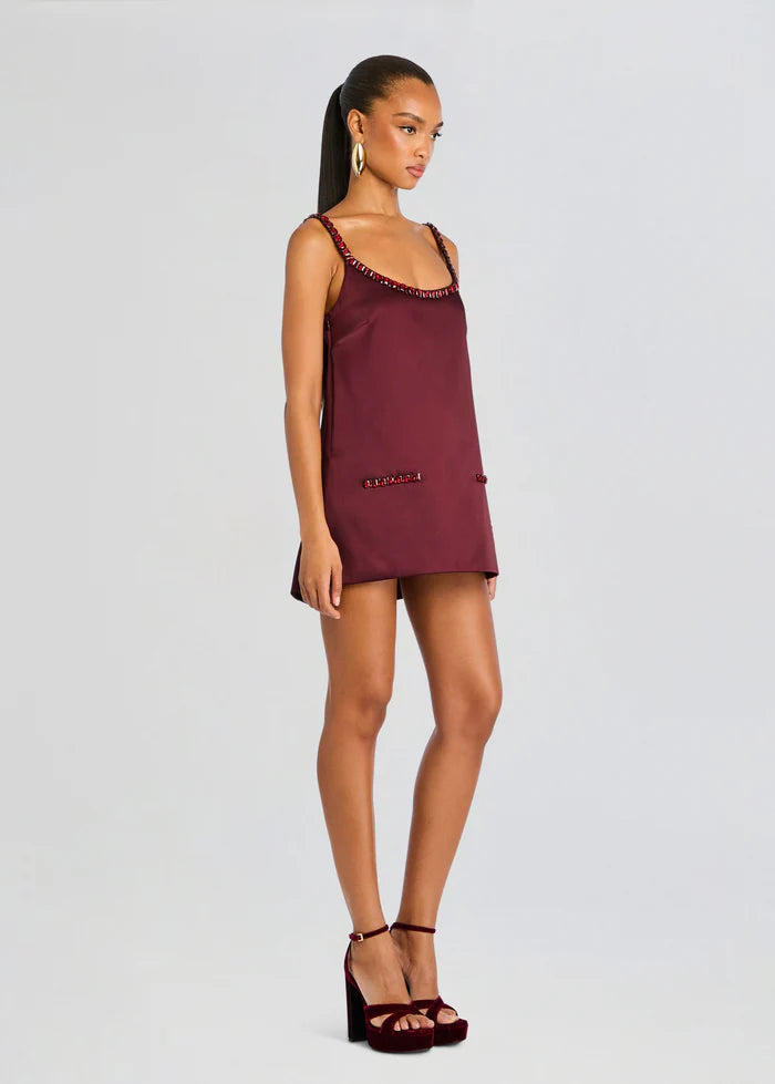 Ruby Glint Satin Mini Dress