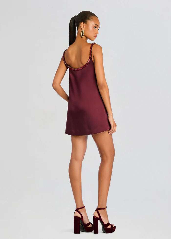 Ruby Glint Satin Mini Dress