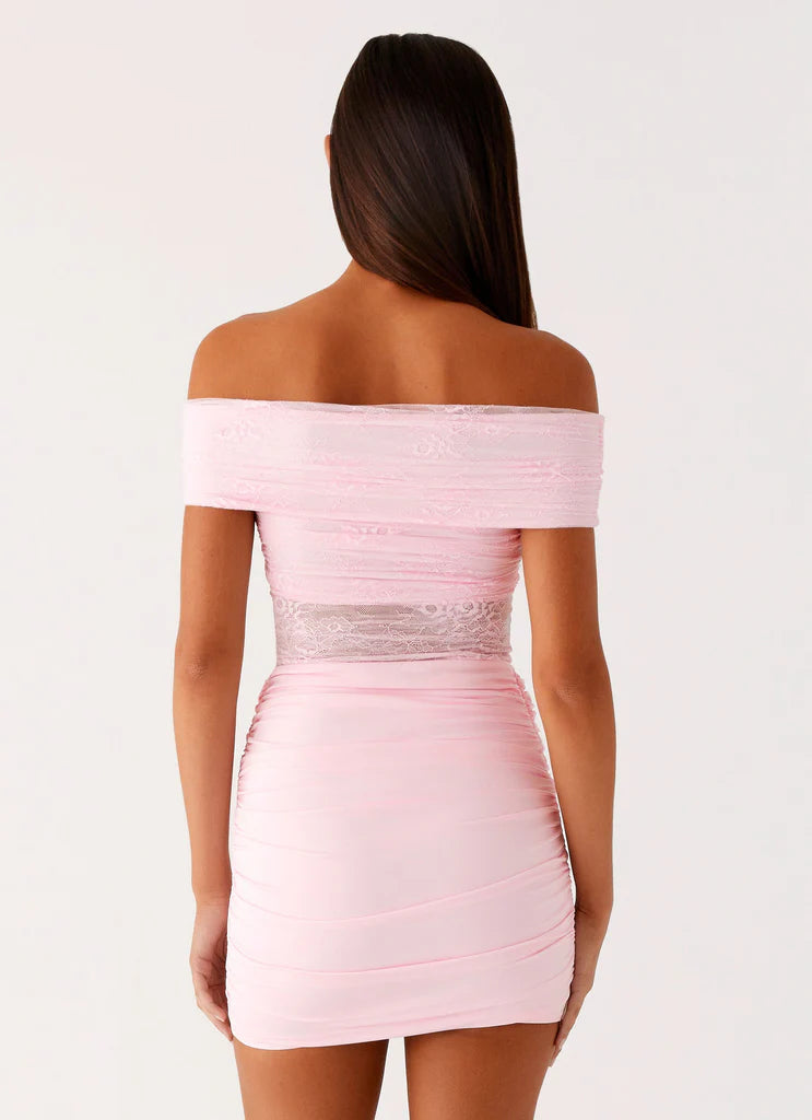 Élise Lace Corset Mini Dress - Pink