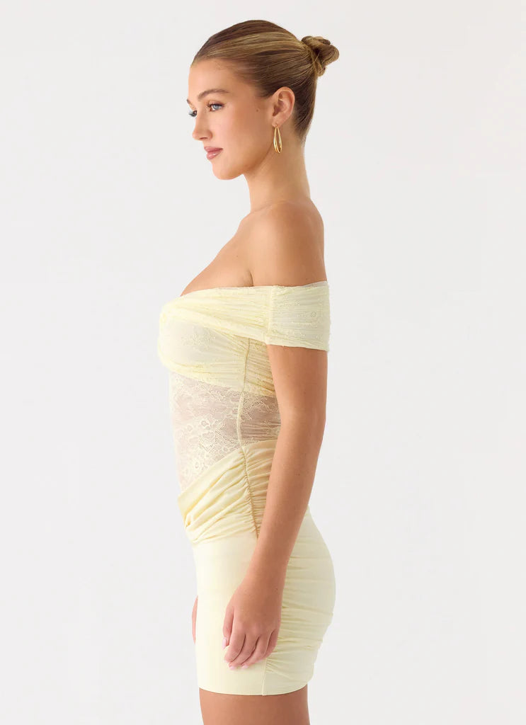 Élise Lace Corset Mini Dress - Yellow