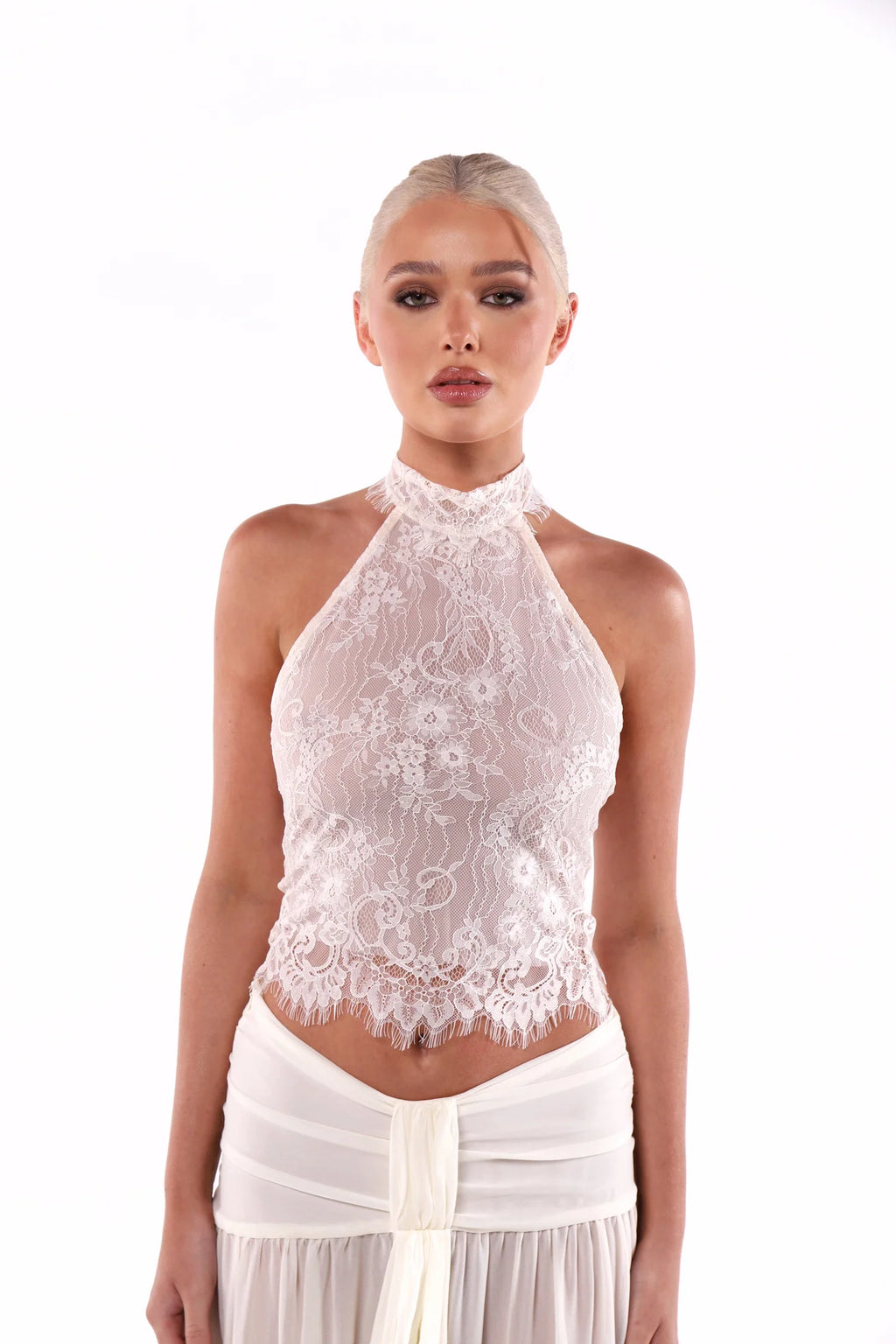Ivory Whisper Lace Halter Top