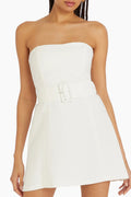 Belted Ivory Mini Dress