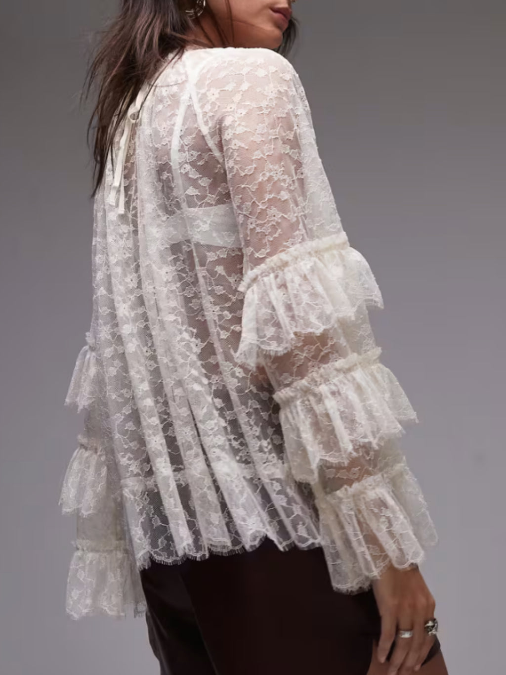 Women’s Lace Tiered Sleeve Blouse