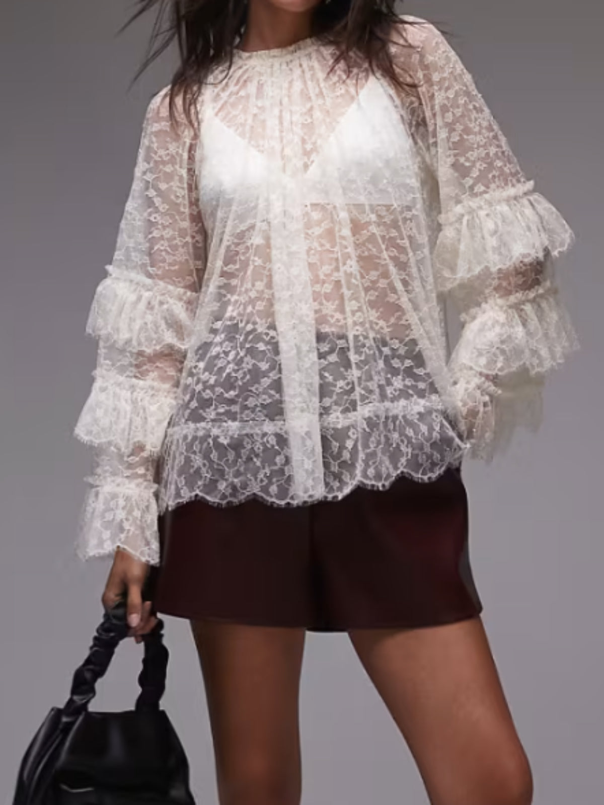 Women’s Lace Tiered Sleeve Blouse