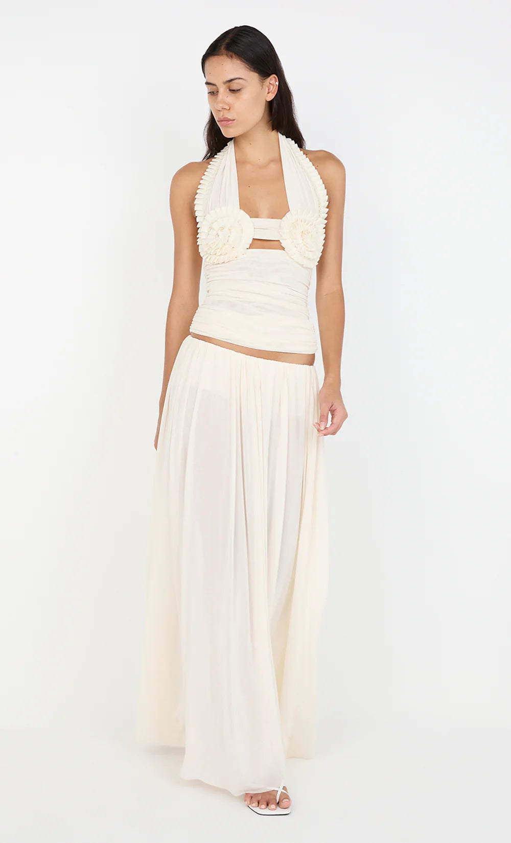 Ivory Bloom Halter Top
