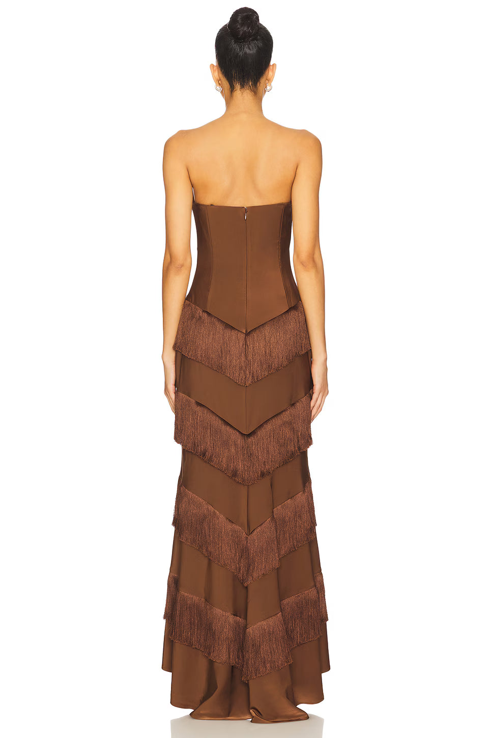 Cocoa Cascade Fringe Gown