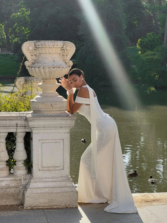 Ivory Satin Floor-Length Skirt