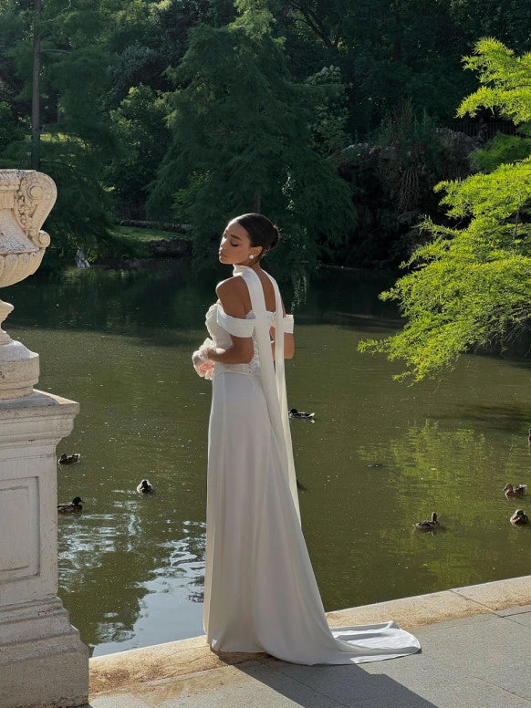 Ivory Satin Floor-Length Skirt