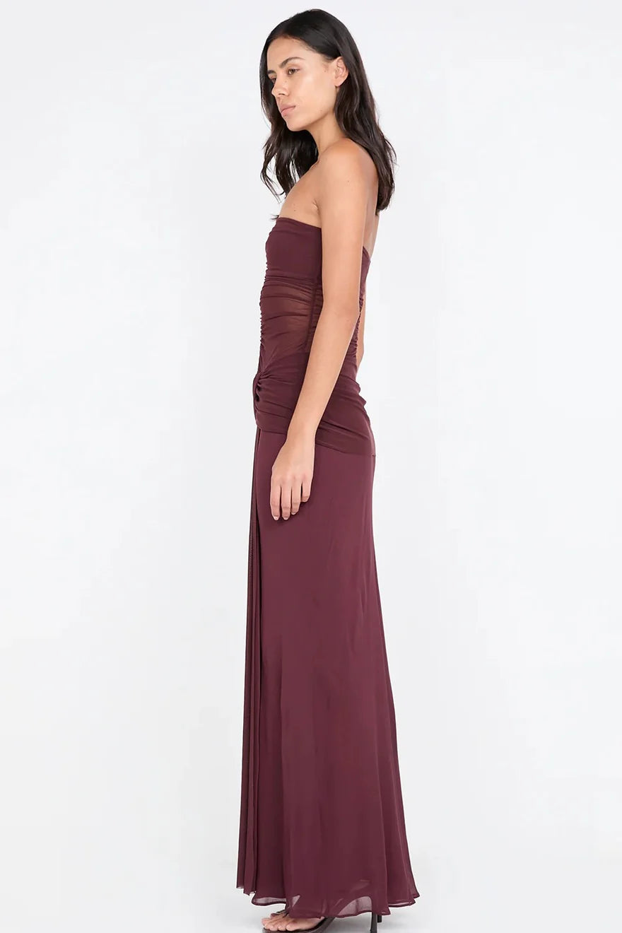 Plum Illusion Drape Gown