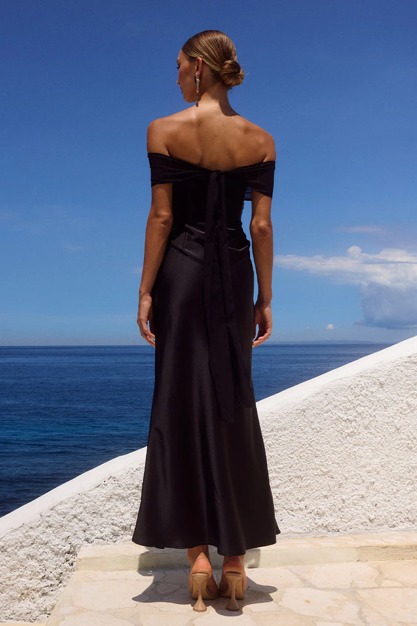 Noir Élan Satin Gown