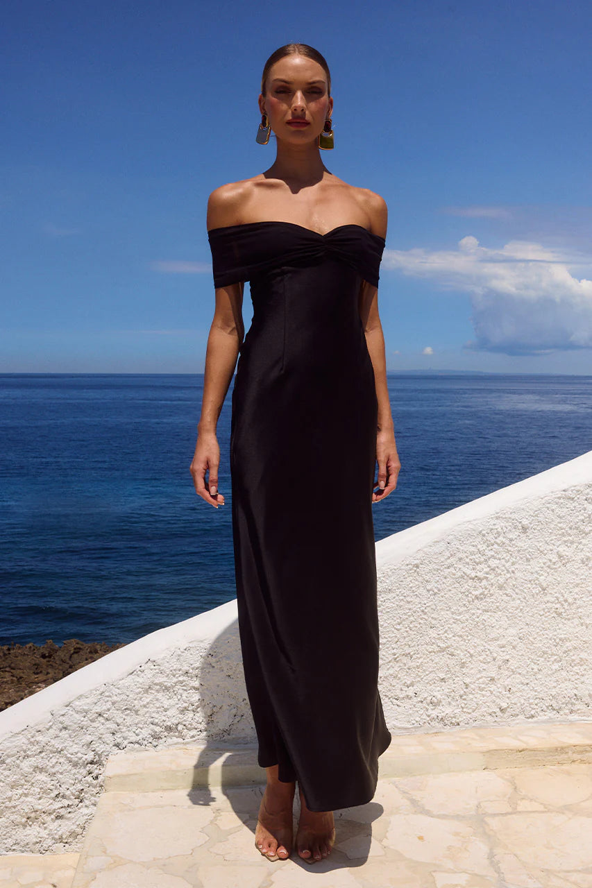 Noir Élan Satin Gown