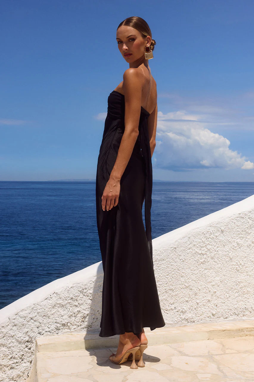Noir Élan Satin Gown