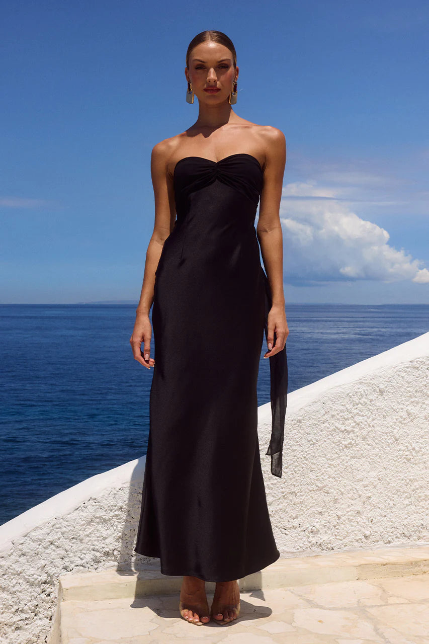 Noir Élan Satin Gown