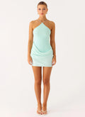 Azure Drift Halter Mini Dress