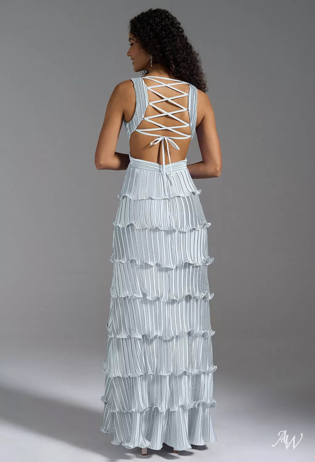 Sky Whisper Backless Tiered Maxi Dress