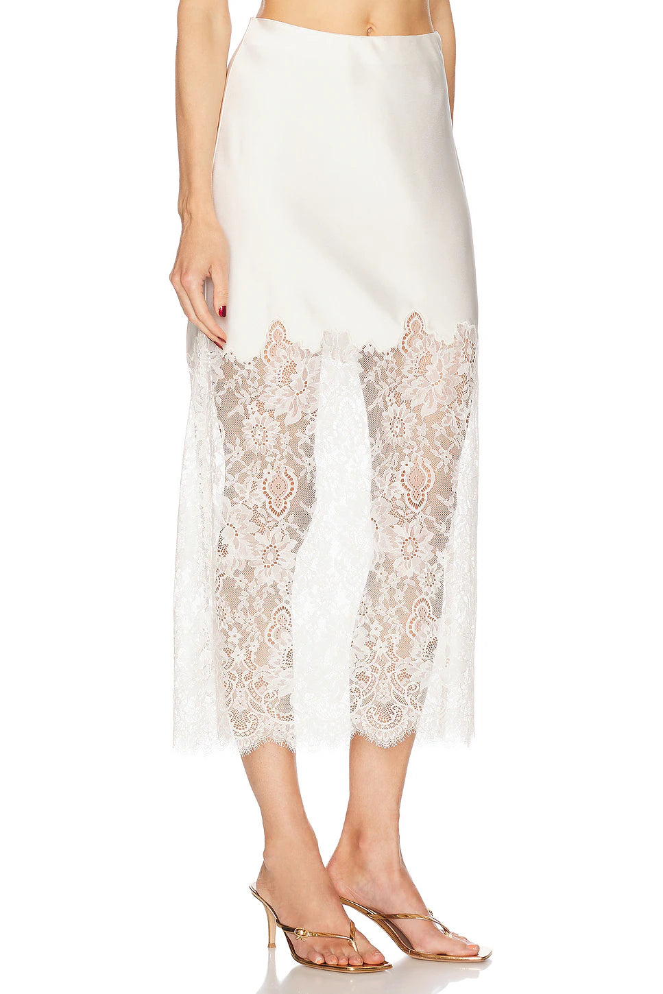 Ivory Lace Flow Midi Skirt