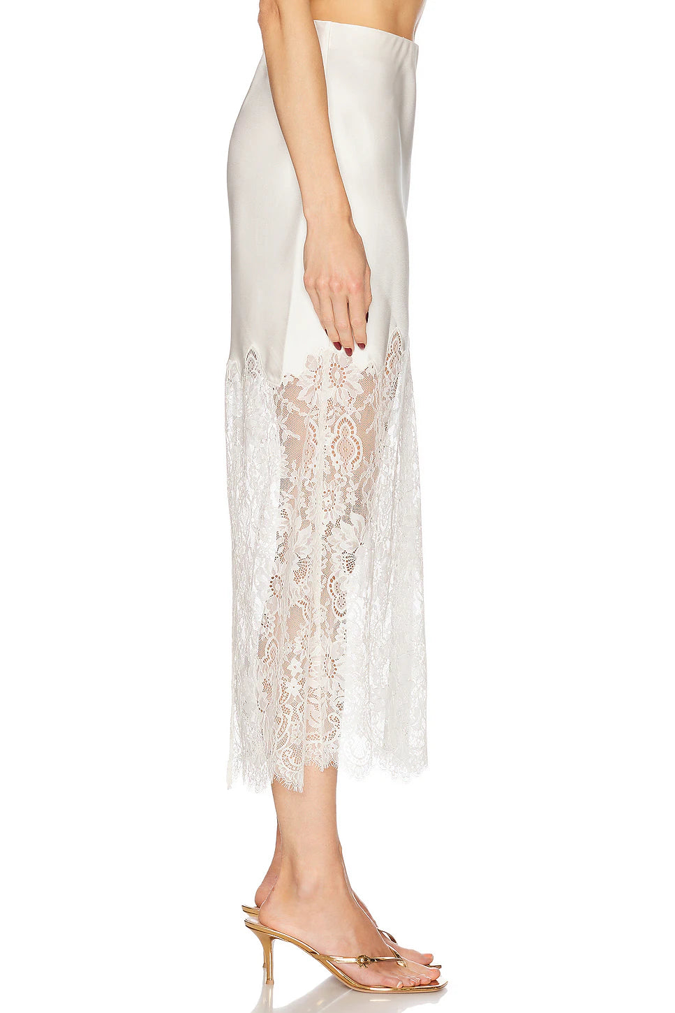 Ivory Lace Flow Midi Skirt