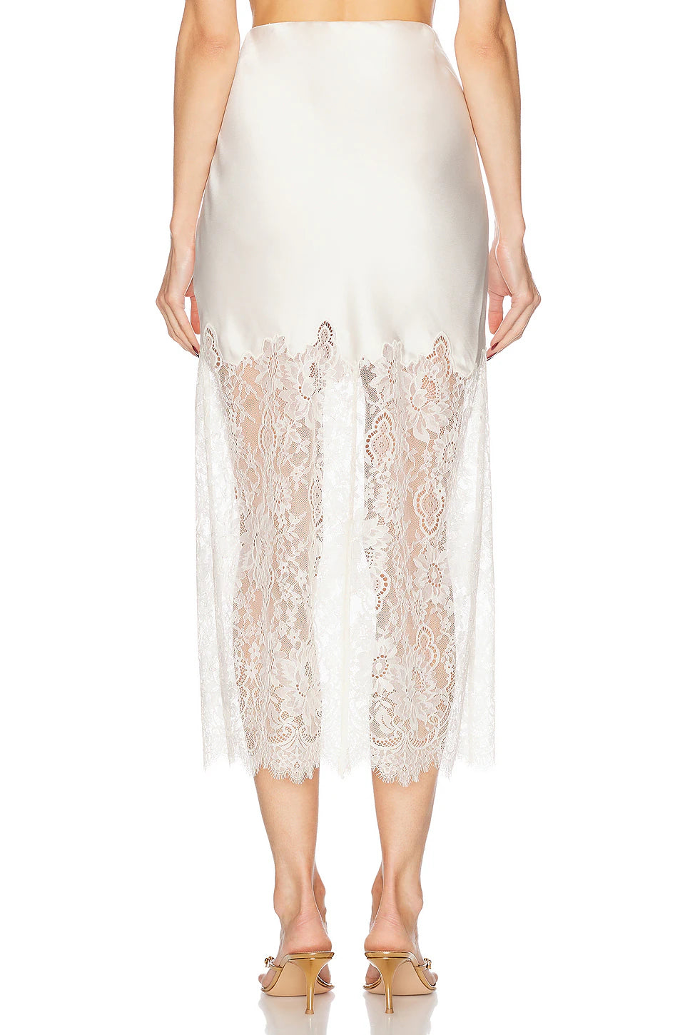 Ivory Lace Flow Midi Skirt