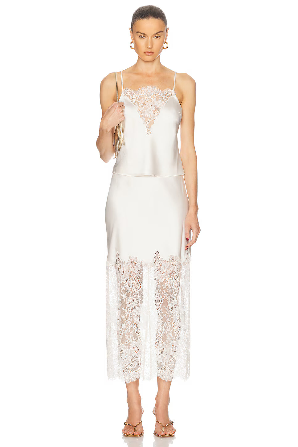 Ivory Lace Whisper Satin Top