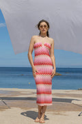 Pink Ombre Knit Halter Midi Dress