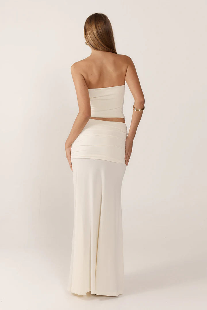 Petal Flow Tie-Detail Maxi Skirt