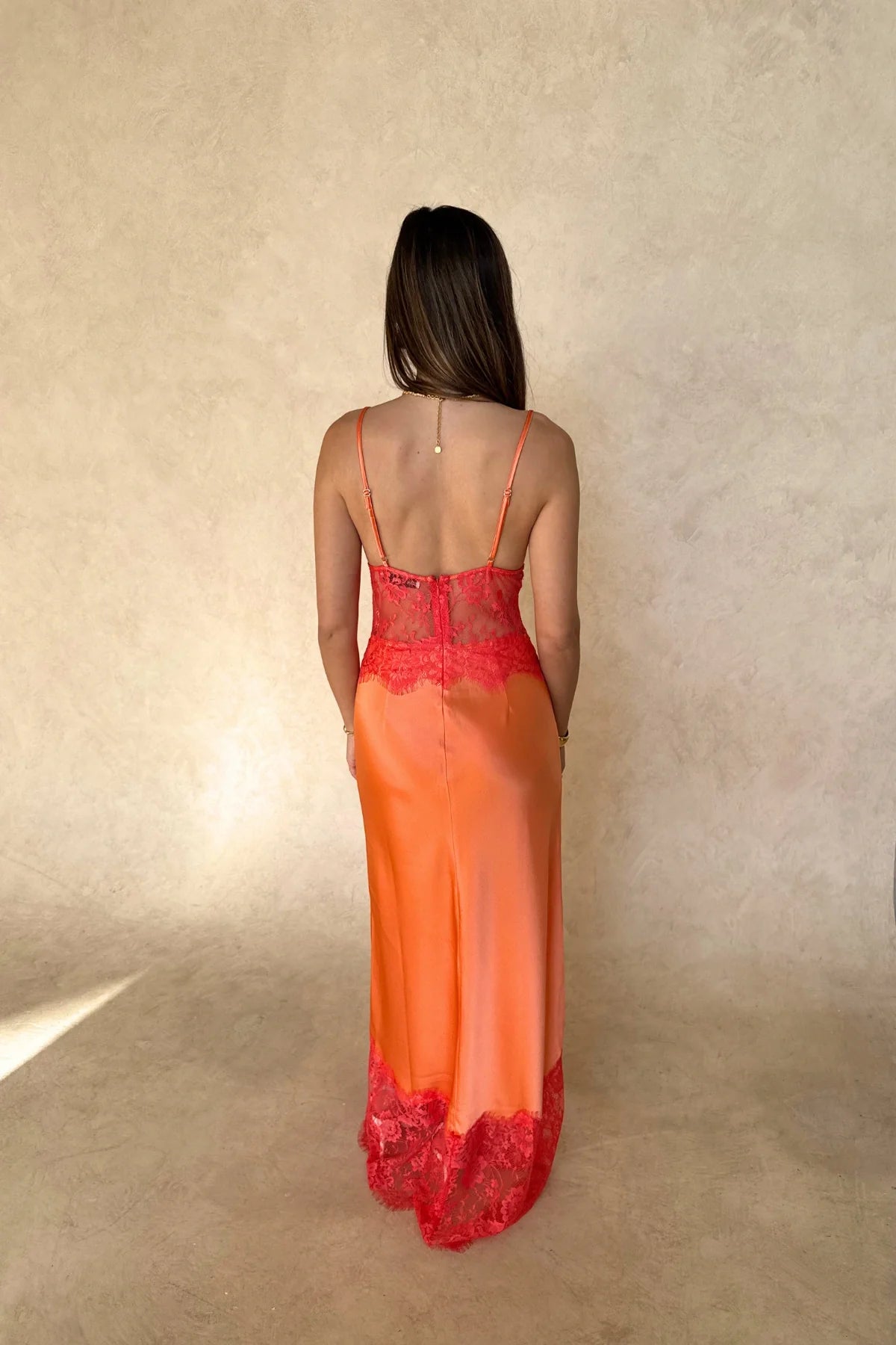 Sunset Élan Lace Satin Gown