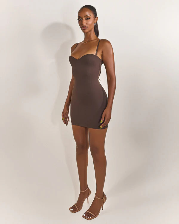 Brown Corset Cami Mini Dress | Cup Bodycon Party Dress for Women Shop Now GlowEllevia Brown Corset Cami Mini Dress | Cup Bodycon Party Dress for Women Shop Now GlowEllevia