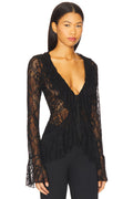 Black Ruffle Lace Top – Romantic Vintage Charm