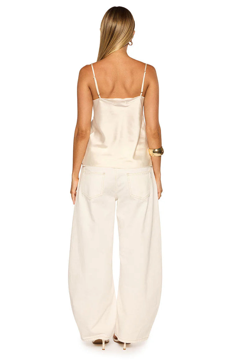 White Satin Lace Cami Top