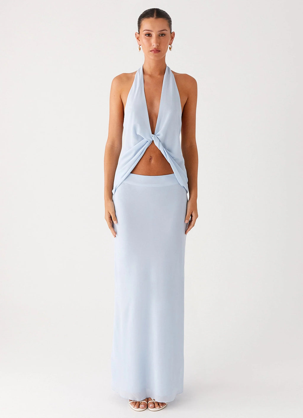 Sky Veil Flow Maxi Skirt