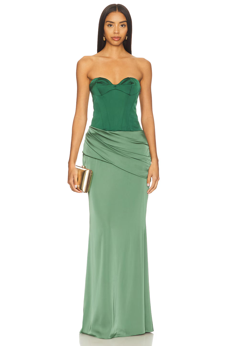 Emerald Wrap Satin Gown