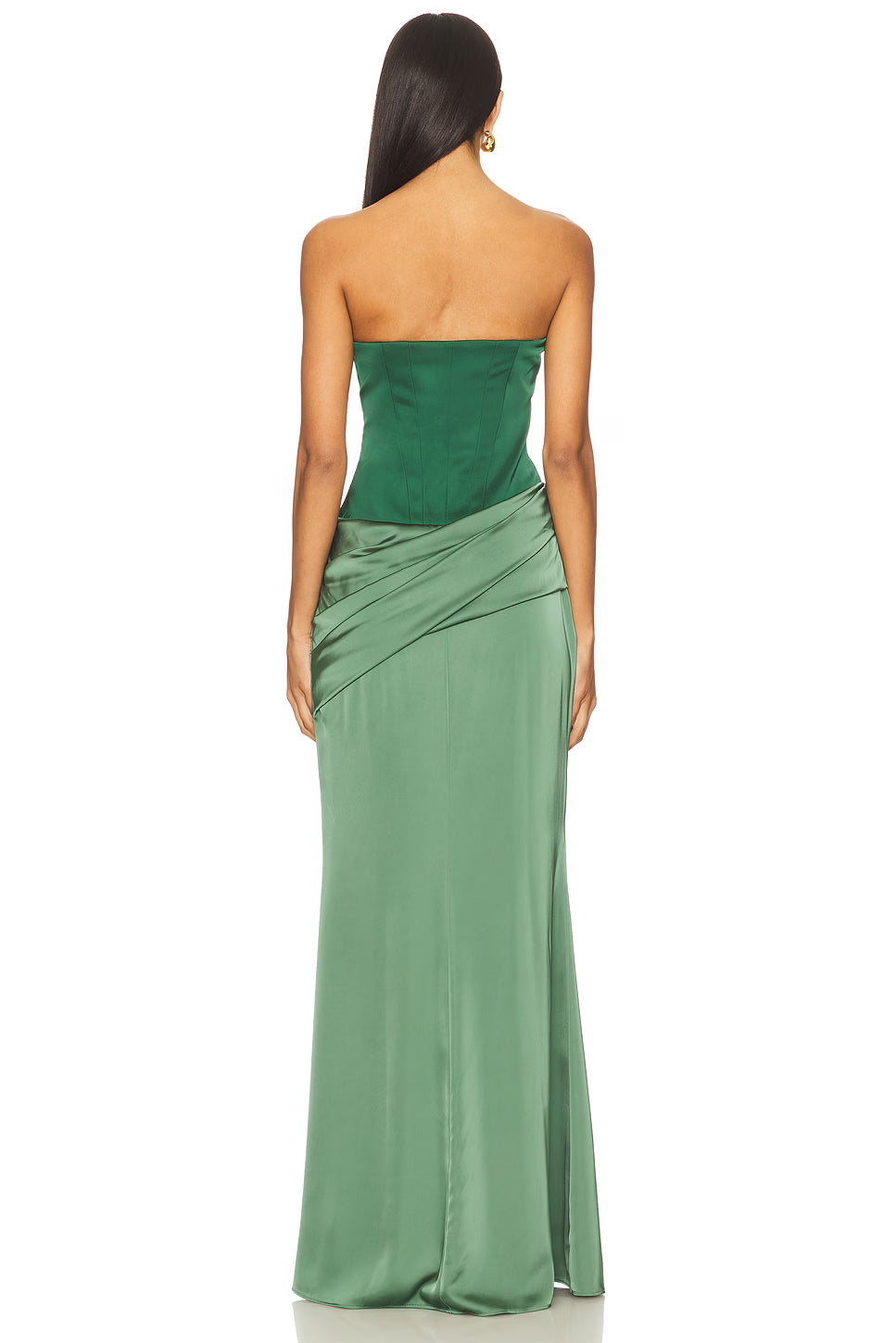 Emerald Wrap Satin Gown