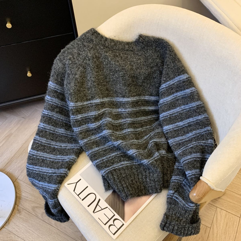 Buckled Up Striped Pullover Sweater – Retro Cozy Style