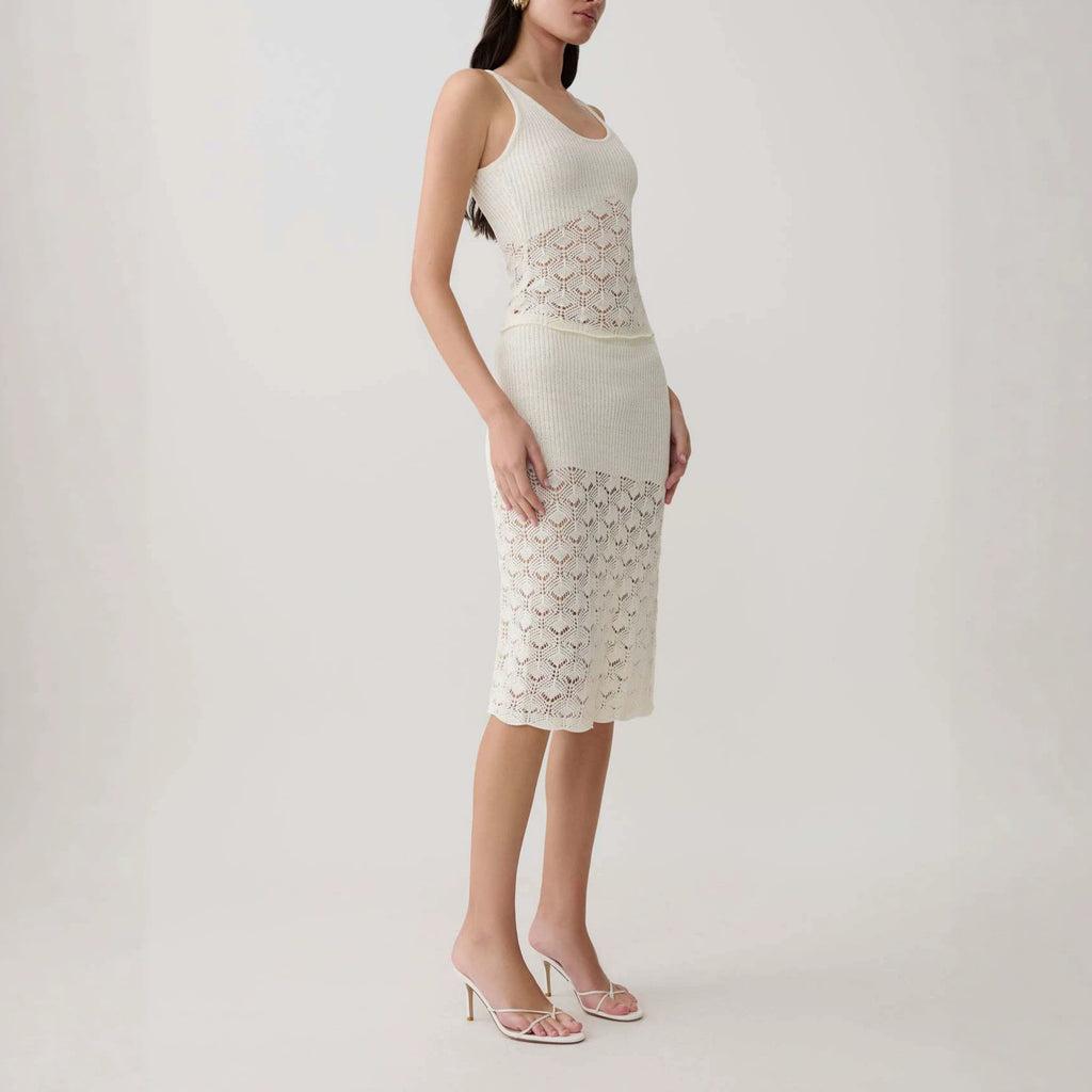 Elowen Crochet Knit Two-Piece Midi Set - Lunar Meadow